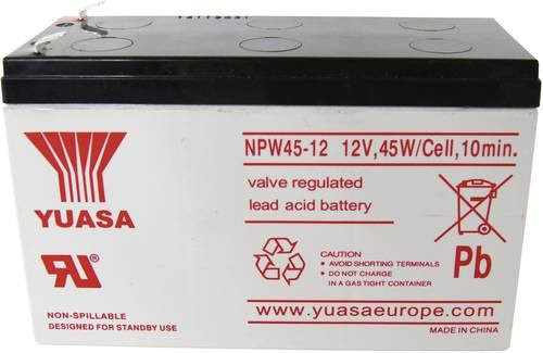 Yuasa NPW45-12 Bleiakku 12V 8.5Ah Blei-Vlies AGM mit Flachstecker 6.35mm B/H/T: 151 x 97.5 x 65 mm - Bild 1