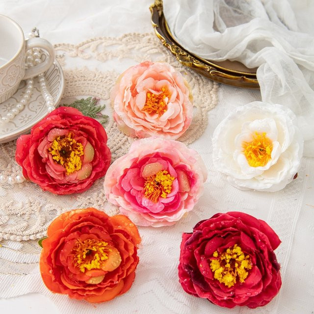 10 bis 20 Stück Künstliche Kamelien aus Seide in Multicolour für Dekoration, Hochzeiten und DIY-Geschenke - Bild 1