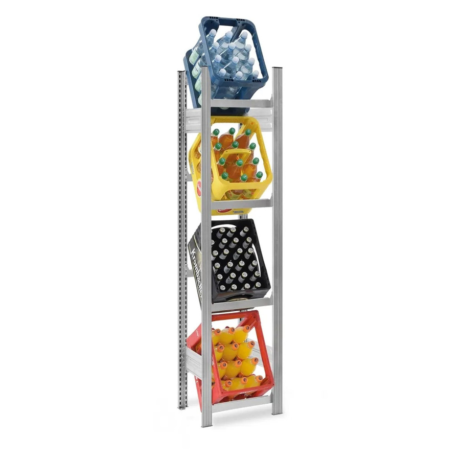 PROREGAL Getränkekistenregal Stecksystem T-Profil aus verzinktem Stahl, 4 Ebenen, H x B x T: 175 x 50 x 30 cm - Bild 2