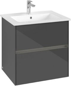 V&B Waschtischunterschrank Collaro in Grau glänzend mit Waschbecken und LED-Beleuchtung B/T/H: 61,1 x 48 x 61 cm - Bild 1