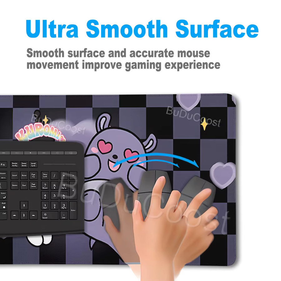 Bandai Kuromi Mauspad Lila mit Blumen und Schleifen für Computer und Laptop - Bild 4