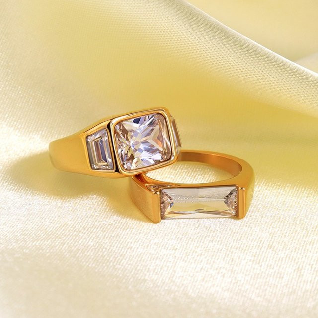 ohhaio Ring Edelstahl, Weiß, Zirkonia, Kristall, Unisex - Bild 1