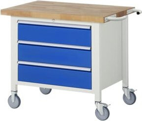 Rau Fahrbare Werkbank 8257 mit 3 Schubladen, Grau/Mehrfarbig, B: 100 cm, T: 70 cm, H: 88 cm - Bild 1