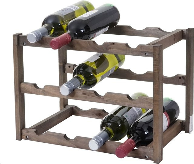 Weinregal MCW B58 aus Tannenholz in Braun mit 3 Böden, B/T/H: 30 x 26 x 42 cm - Bild 1
