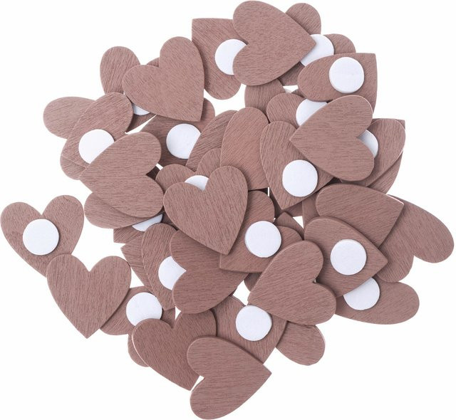 Rico Design Holzsticker Herz in Roségold, 48 Stück - Bild 1