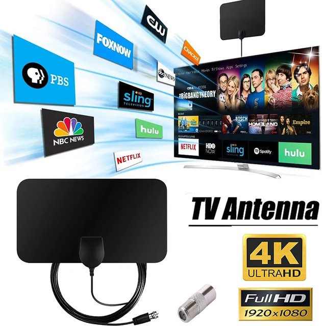 SEamopar TV-Antenne für digitale DTV-Boxen mit 1080p DVB-T2 Unterstützung und Booster in Schwarz - Bild 1