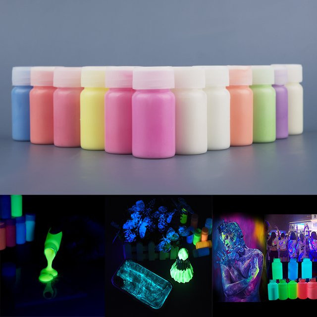 YAKAMOZ Fluoreszierende Acrylfarbe im Dunkeln leuchtend, Mehrfarbig, 15 g - Bild 1