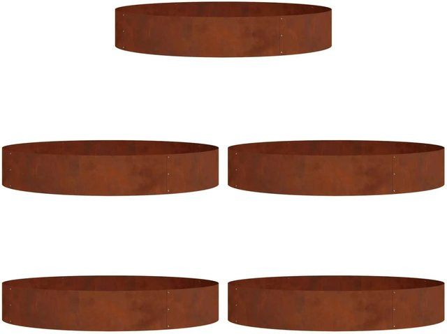 vidaXL Pflanzenring Set aus wetterfestem Stahl in Braun, 5 Stück, B/T/H: 120 x 120 x 20 cm - Bild 1