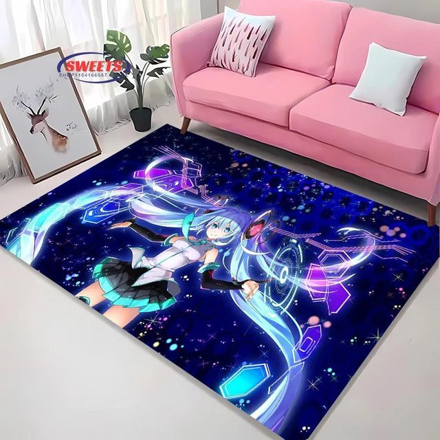 Karpetti Teppich H-Hatsune MM1ku mit Cartoon-Design, blau, rutschfest, B/T: 40 x 60 cm - Bild 1
