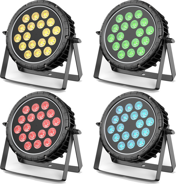 Yiflamefly 4er-Set RGBW LED Par-Leuchten, 180W IP65 wasserdichte Bühnenbeleuchtung mit DMX512 für Außenbereiche und Veranstaltungen, Schwarz - Bild 1