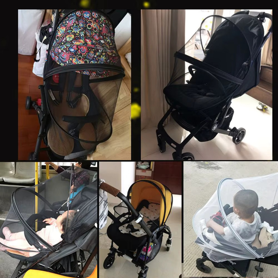 Dehnbares Moskitonetz in Schwarz als Bezug für Babys, Autositz, Wiege und Kinderwagen mit Reißverschluss - Bild 3
