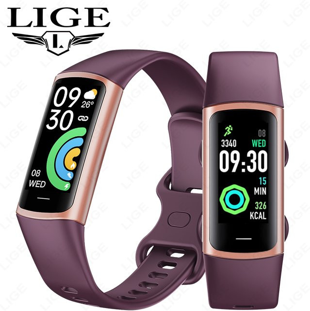 LIGE Smart-Armband mit AMOLED-Bildschirm, Herzfrequenz-Tracker und wasserdichter Sport-Smartwatch für Männer und Frauen in Schwarz - Bild 1