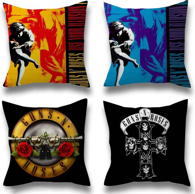 KAYOU Dekorativer Kissenbezug G-Guns N Roses Rockmusik Retro Design, Mehrfarbig, B/T/H: 45 x 45 x 45 cm - Bild 1