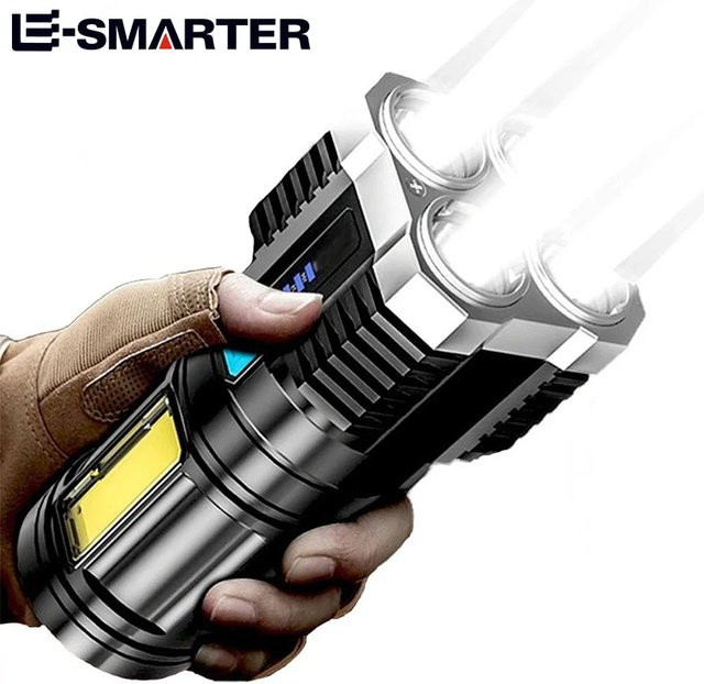 ESMARTER Mini LED Taucher Taschenlampe wiederaufladbar in Schwarz - Bild 1