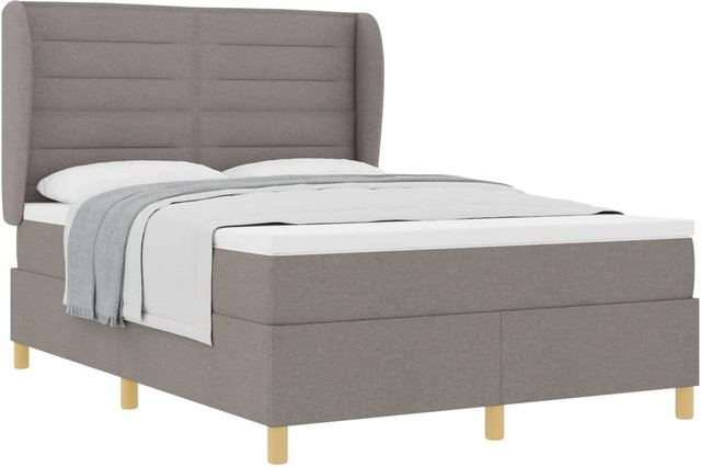 vidaXL Boxspringbett mit Matratze in Grau und Beige aus Stoff, B/T/H: 160 x 200 x 34 cm - Bild 1