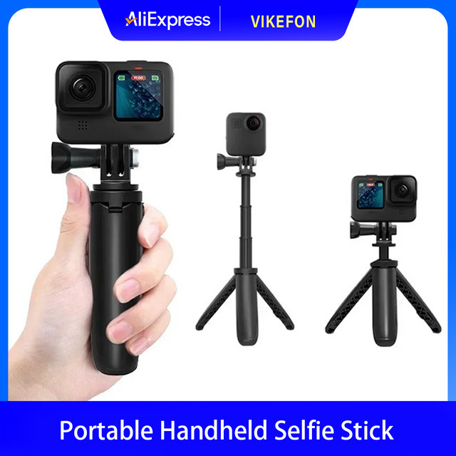 VIKEFON Handheld Selfie-Stick und Kamerastativ mit Gimbal in Schwarz für Outdoor-Aufnahmen und Sportfotografie - Bild 1