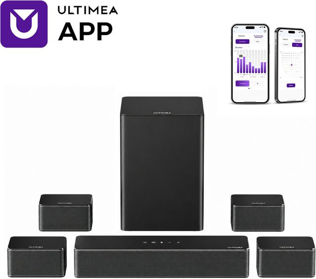 ULTIMEA 7.1 Surround Sound System Soundbar mit Bluetooth und App-Steuerung, Heimkino-Lautsprecher in Schwarz mit 6,5-Zoll-Wireless-Subwoofer - Bild 1