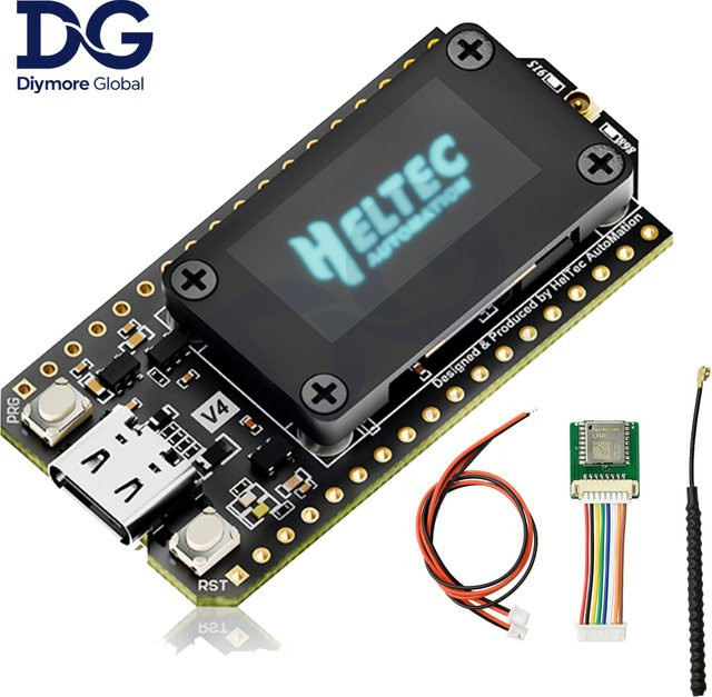 diymore LoRa 32V4 Meshtastic Entwicklungsboard mit GPS, ESP32, SX1262, 0,96 Zoll OLED, WiFi, Bluetooth und Solarbetrieb in Schwarz - Bild 1