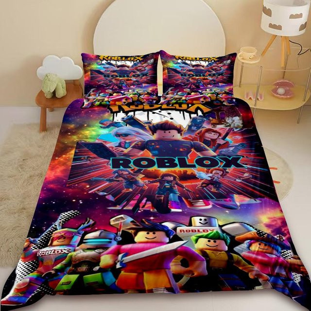 Roblox 3-teiliges Bettwäsche-Set für Kinder und Jugendliche mit Cartoon-Motiv, Mehrfarbig, B/H: 155 x 220 cm - Bild 1