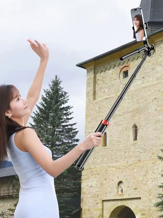 Desiontal P185TK Kabelloser Selfie-Stick mit Fernbedienung in Schwarz, ausziehbar und leichtgewichtig für Vlogs und Reisen - Bild 4