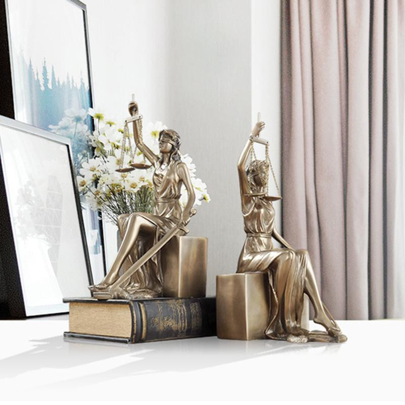 ERMAKOVA Justizgöttin Statue als Buchstütze aus Harz in Bronze und Gold, Dekorative Skulptur für das Arbeitszimmer, Höhe: 26,0 cm, Breite: 13,5 cm, Tiefe: 1,0 cm - Bild 3