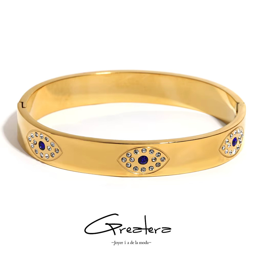Greatera Armband, 316L Edelstahl, Blau, Strass Auge, Vergoldet, Damen - Bild 2