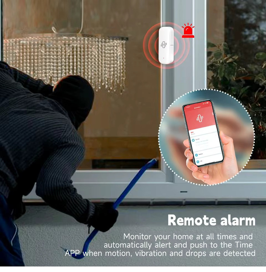 Tuya Smart WiFi Vibrationssensor in Weiß für Echtzeit-Überwachung und Schockalarm - Bild 4