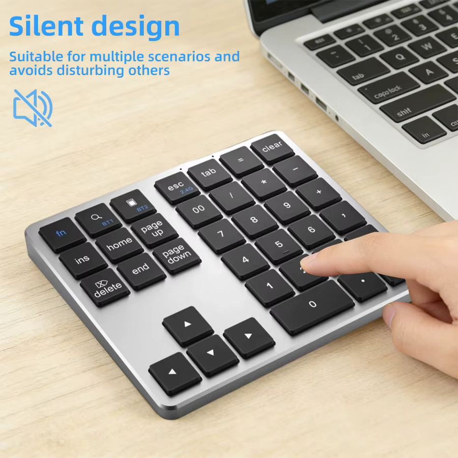 Qukam K35 Digitale Numerische Tastatur mit Dual Bluetooth und 2,4 GHz Funk, Wiederaufladbares Numpad in Schwarz für iOS, Android und Windows - Bild 4