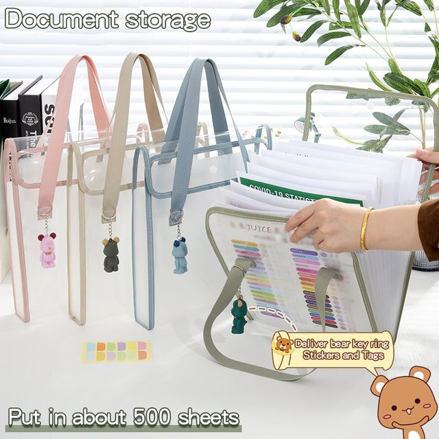 KOBEST Dokumententasche A4, 13-lagiges Display Book, transparent und grün, wasserdichtes Kunststoff-Ordnerheft zur Aufbewahrung - Bild 1