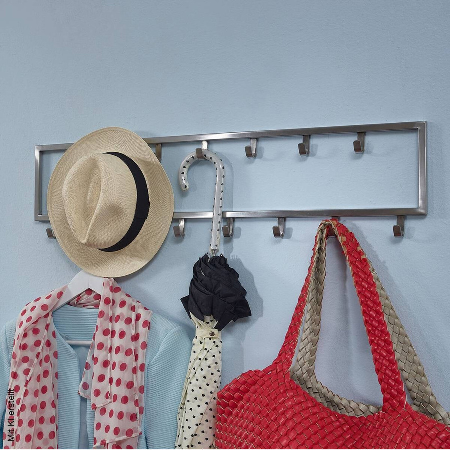 Wohnling Wandgarderobe modern aus Metall in Silber matt, B/H/T: 80 x 20 x 4 cm - Bild 2