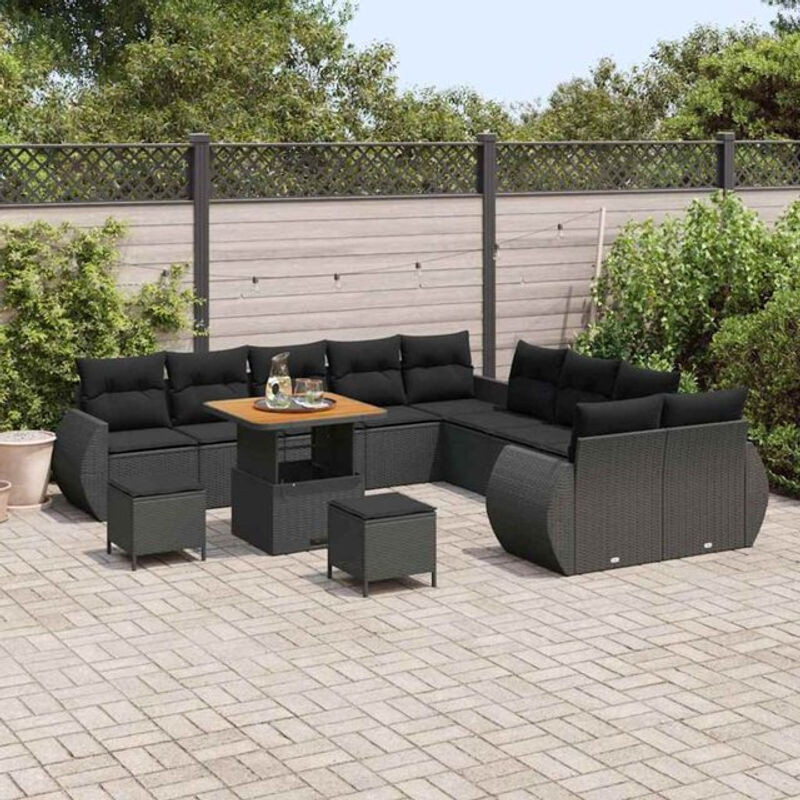 Modernes Garten-Sofa-Set aus Poly-Rattan von vidaxl in Schwarz, 13-teilig - Bild 1