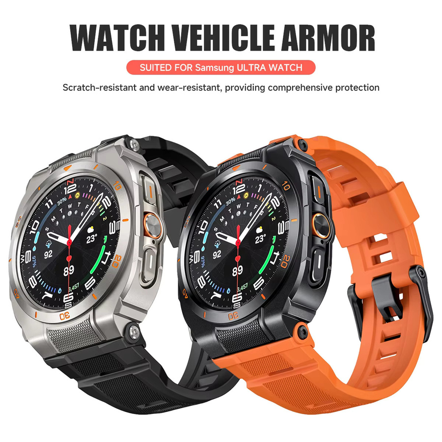 FancyWrist Uhrenarmband für Samsung Galaxy Watch Ultra 47mm, Silikon, Herren, Black Orange - Bild 5