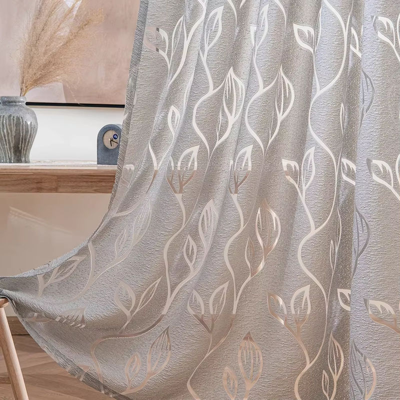 NAPEARL Jacquard-Vorhang mit Blatt-Design in Grau für Wohnzimmer, Schlafzimmer oder Küche, Breite: 100 cm, Höhe: 130 cm - Bild 2