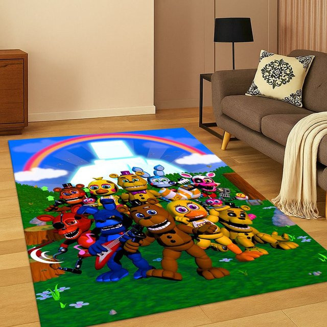 Faviora 3D-Spiel Teppich mit Freddy Cartoon-Motiv für Kinder, rutschfest, mehrfarbig, B/T: 60 x 60 cm - Bild 1