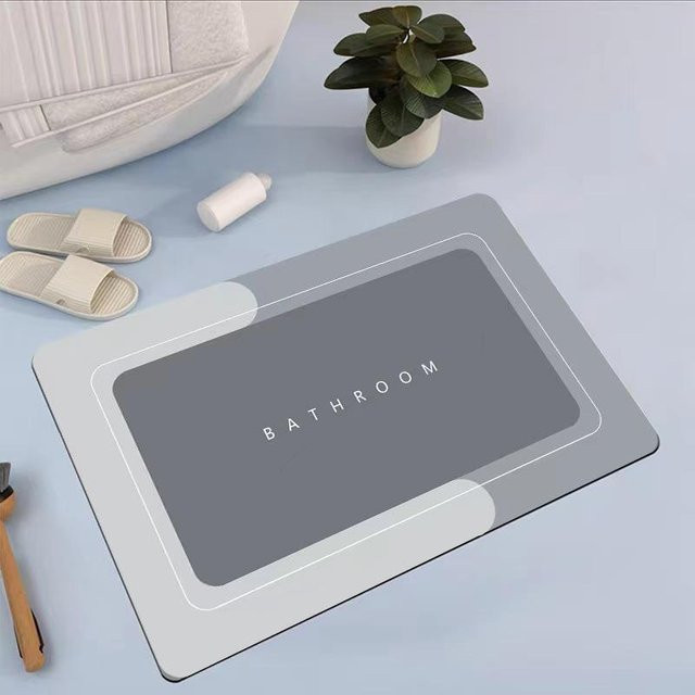 Rutschfeste und super saugfähige Badezimmer Matte von NATAWA in Grau, B/T: 60 x 40 cm - Bild 1