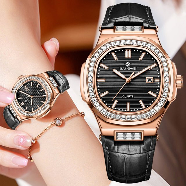 LIGE Armbanduhr, Chronograph, Quarz, Roségold, Blau, Diamant, Damen - Bild 1