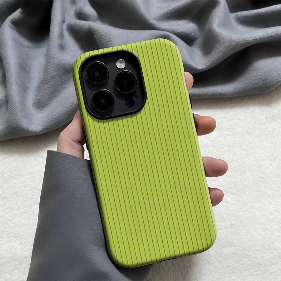 Magnetische Doppelschicht-Handyhülle mit hellgrünen vertikalen Streifen für iPhone 17 16 15 14 Pro Max Plus - Bild 2