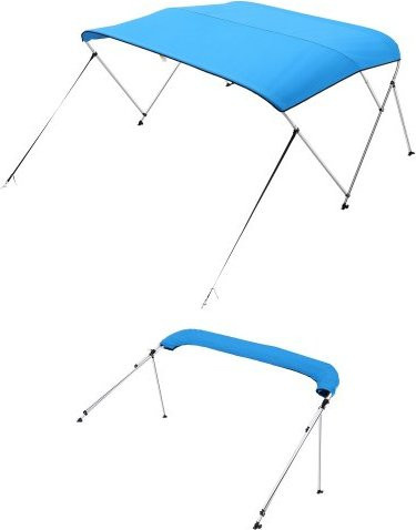 VEVOR Bimini Top Bootsabdeckung mit 3 Bögen aus 600D Polyester und Aluminiumrahmen, wasserdichte Bootsmarkise mit Aufbewahrungstasche, Blau, B: 222,5 cm, T: 116,84 cm, H: 27,94 cm - Bild 1