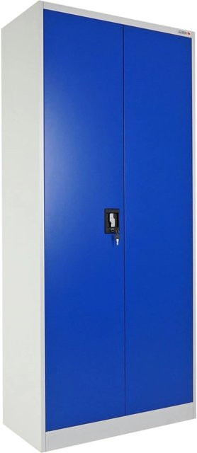 PROREGAL Elephant Flügeltürenschrank aus Stahl mit 2 Türen und 4 Ebenen, abschließbar, Blau/Lichtgrau, H: 180 cm, B: 80 cm, T: 40 cm - Bild 1