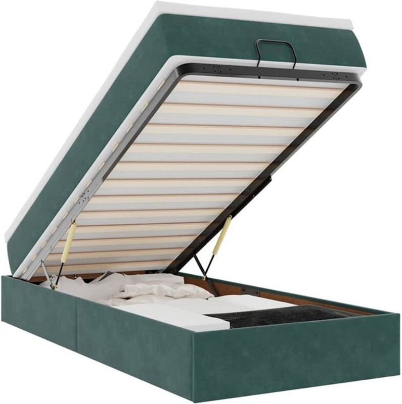 Vidaxl Ottoman Polsterbett mit Matratze aus Samt in Grün, B/T/H: 200 x 80 x 23,5 cm - Bild 1