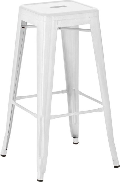 DELUKE Barhocker DOLAN aus Metall in Weiß, B/T/H: 43 x 43 x 76 cm - Bild 1