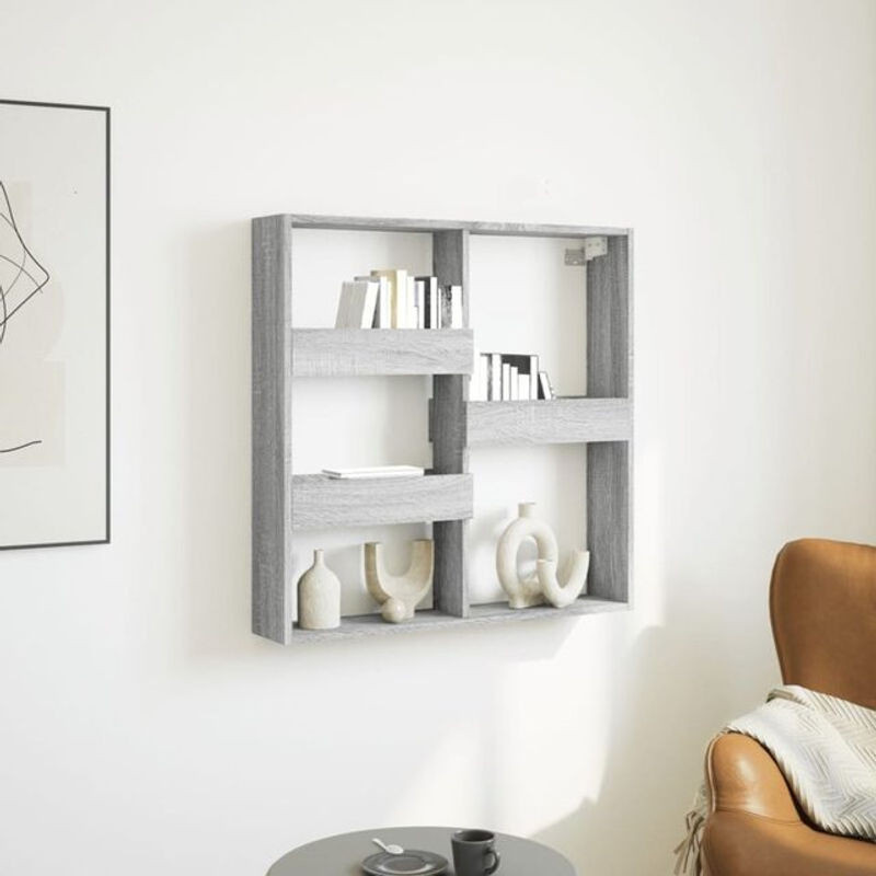 Moderner Wandschrank Vidaxl aus Holzwerkstoff in Grau, B/H/T: 80 x 80 x 15 cm - Bild 1