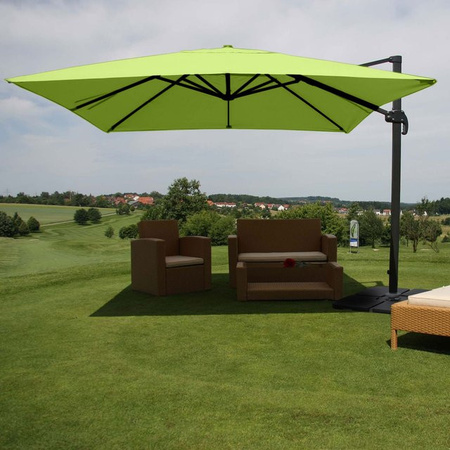 MCW Gastronomie-Ampelschirm MCW-A96 in Grün mit Ständer, drehbar, aus Polyester und Alu/Stahl, Durchmesser: 4,24 m