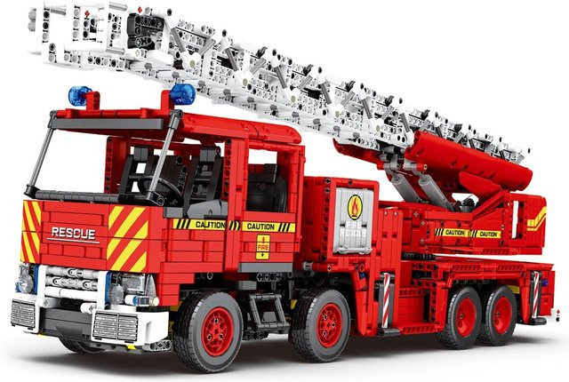 Reobrix Feuerwehr Drehleiter Klemmbaustein Feuerwehrfahrzeug RC 3266 Teile ab 14 - Bild 1