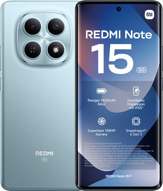 Xiaomi Redmi Note 15 5G Smartphone Glacier Blue 6GB RAM 128GB Speicher - Bild 1