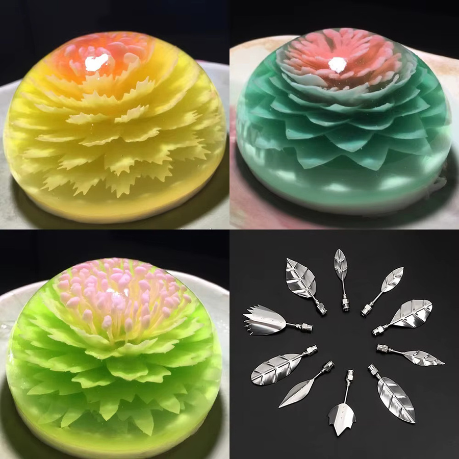 NICEYARD 3D Jelly Flower Art Set zur Kuchendekoration mit 10 Puddingdüsen und Spritzwerkzeug in Transparent - Bild 3
