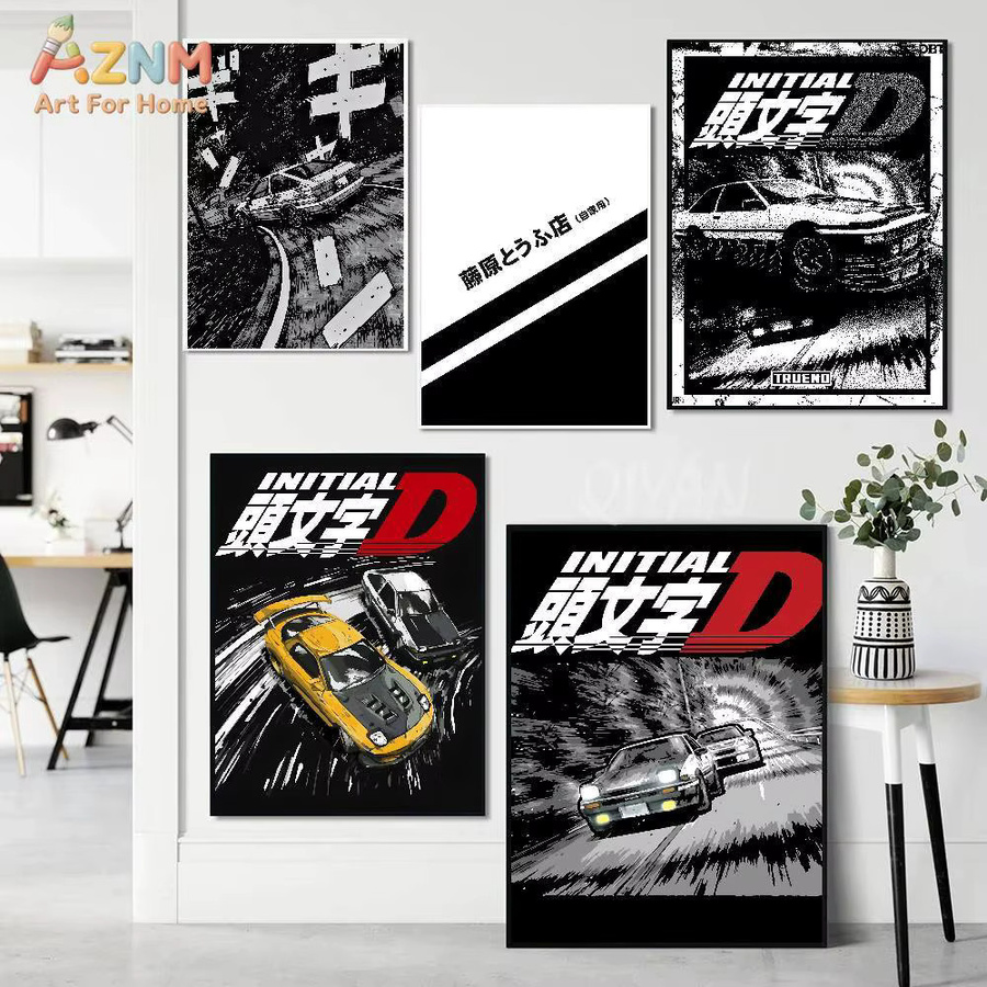 AZNM Initial D Leinwand-Wandkunst ungerahmt, Anime JDM AE86 RX-7 Rennwagen-Poster, Mehrfarbig - Bild 3