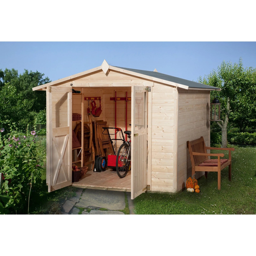 Weka Holz-Gartenhaus Parma mit Satteldach, unbehandelt, braun, B/T/H: 318 x 254 x 221 cm - Bild 2