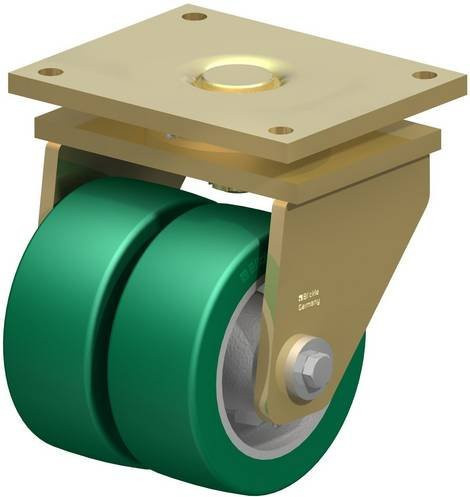 Blickle LSD-GST 202K Doppel-Lenkrolle in Silber und Grün mit 200 mm Rad-Durchmesser und 2400 kg Tragfähigkeit - Bild 1