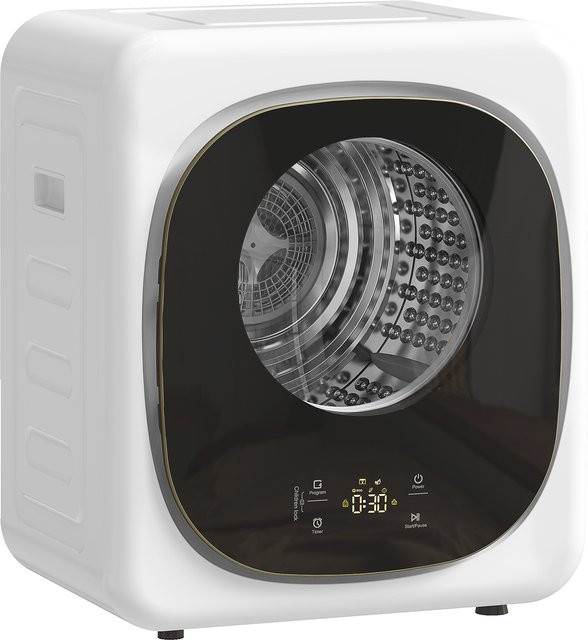 HOMCOM Mini Wäschetrockner Weiß mit 5 Programmen, 800 W und 4 kg Kapazität, Ablufttrockner mit Smart-Sensor, Timer und Touch-Anzeige, freistehend oder wandmontierbar - Bild 1